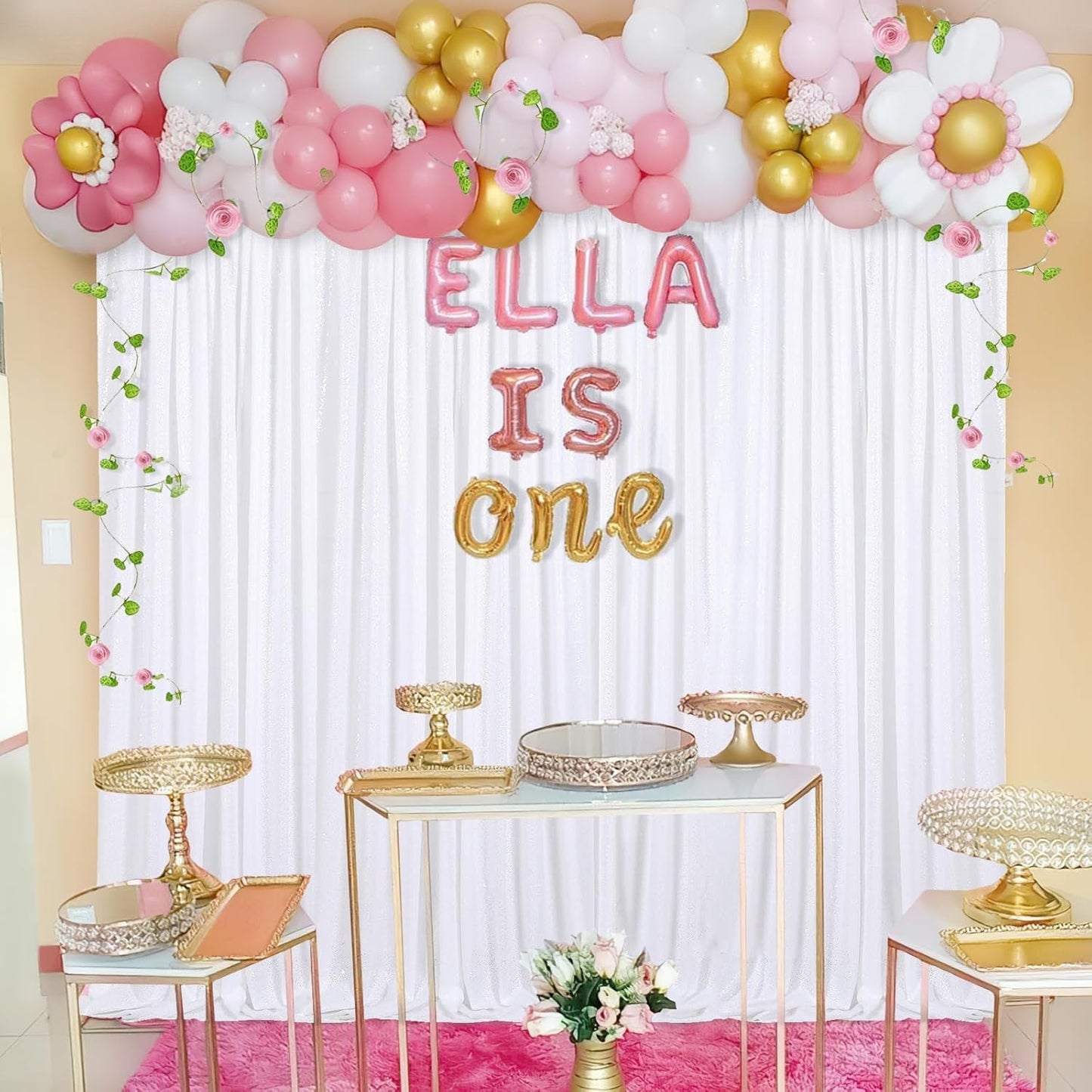 8ft x 8ft White Sequin Backdrop Curtain Sparkle Photo Backdrop for Wedding Birthday Wall Background Decorations