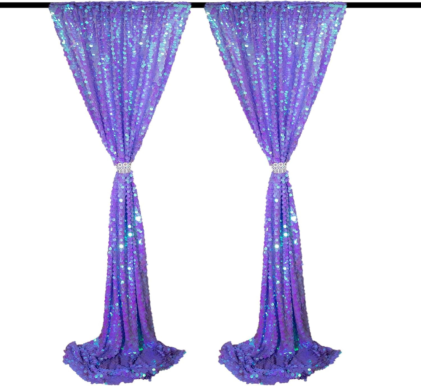 JYFLZQ Lavender Payette Sequin Backdrop Curtains 4ft x 8ft 2 Panels Purple Shimmer Backdrop Big Sequin Background Drapes Thick Glitter Photo Booth Backdrops for Girls Parties