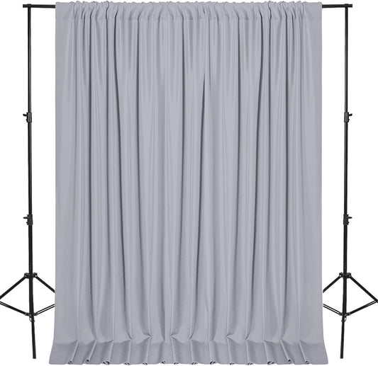 DWCN 10x10 FT Silver Grey Backdrop Curtains for Parties, Photography Backdrop Drapes with Rod Pockets for Wedding Decorations Stage Birthday Family Gatherings, 2 Panels 5ft x 10ft