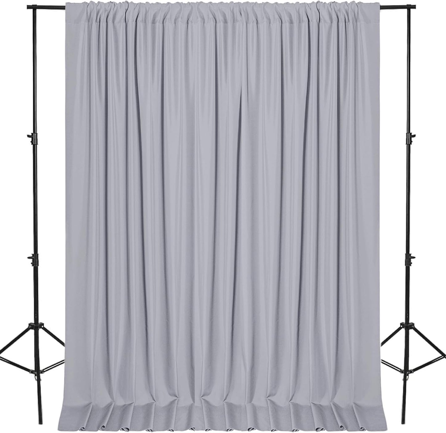 DWCN 10x7 FT Silver Gray Backdrop Curtains for Parties, Photography Backdrop Drapes with Rod Pockets for Wedding Decorations Stage Birthday Family Gatherings, 2 Panels 5ft x 7ft