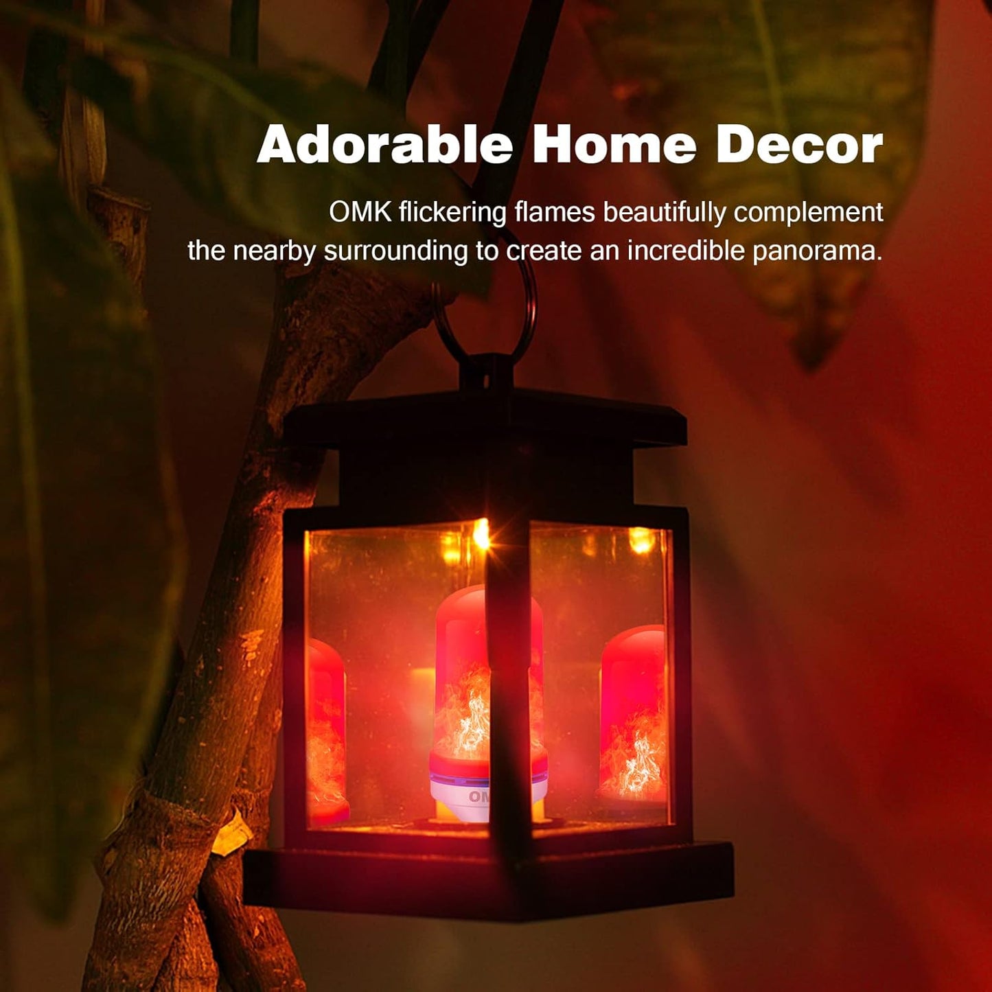 OMK Flame Light Bulb Christmas Decor (4 Pack) Red Color Led Flickering Fire Simulated Lamps 3W Energy Efficient Fire Lights for Indoor Outdoor Holiday Decoration Gifts