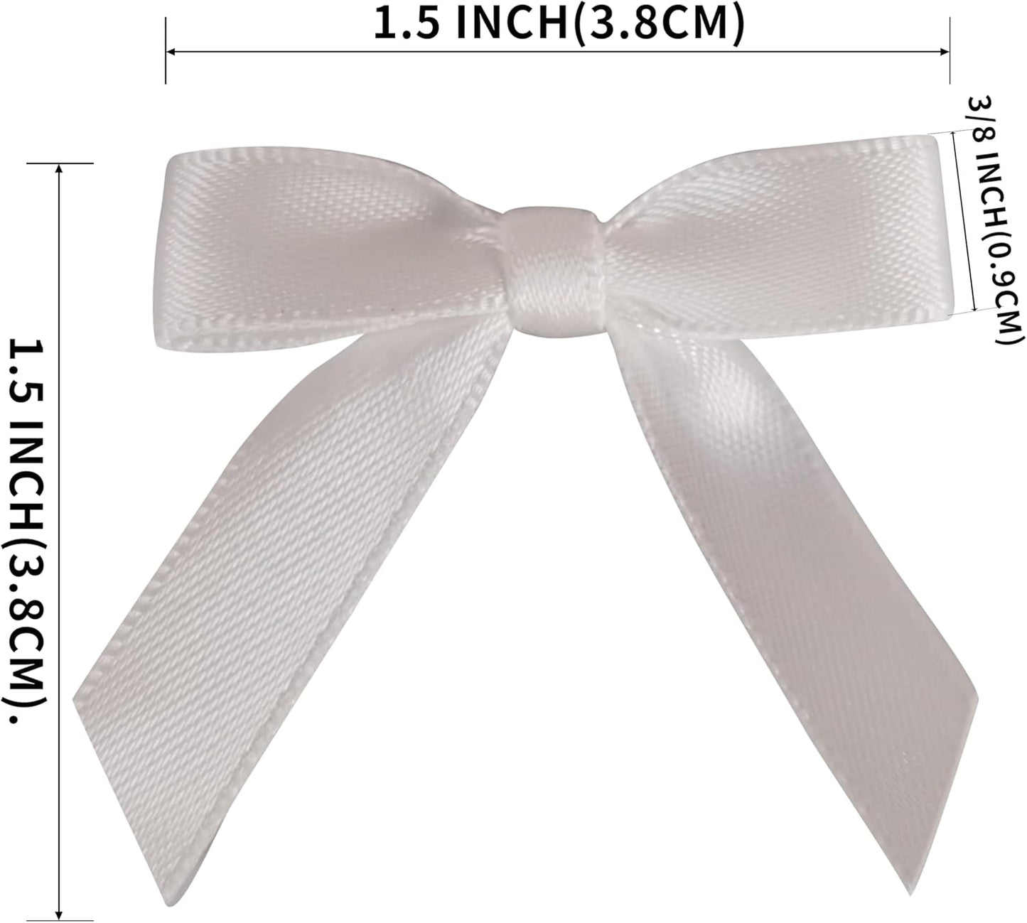 50pcs 1-1/2" Mini White Satin Ribbon Bows Without Twist Ties for Crafts Gift Wrapping Packing Christmas Decoration (White)