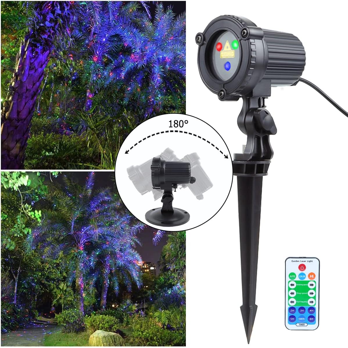 Laser Christmas Lights,Outdoor Garden Laser Lights Projector, Motion Star 3 Color Red Green Blue,Water Proof,Suitable for Outdoor Garden Decorative