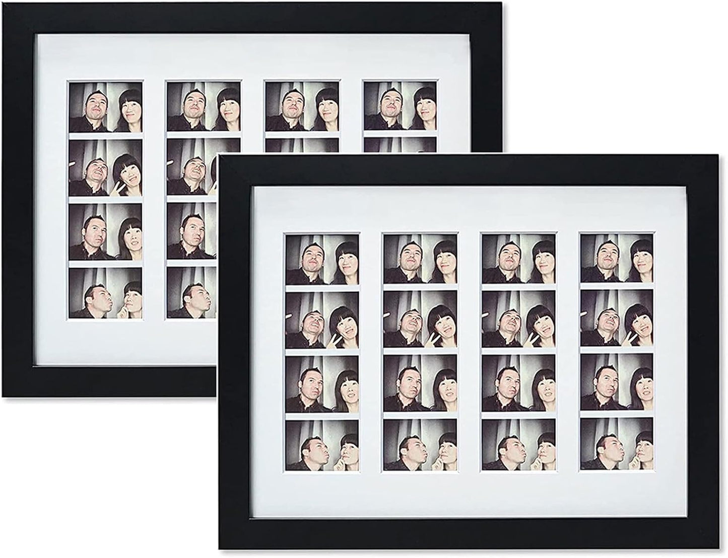 Golden State Art, 8.5X11 Photo Frame with Mat for 4 2X6 Photo Booth Pictures, Includes Real Glass & Easel Back Display, Make A Good Gifts, Black, 2 Pack