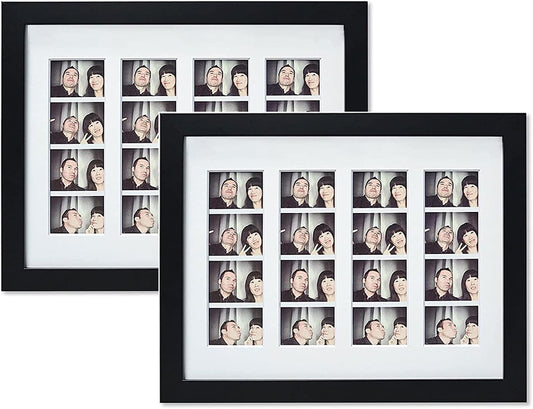 Golden State Art, 8.5X11 Photo Frame with Mat for 4 2X6 Photo Booth Pictures, Includes Real Glass & Easel Back Display, Make A Good Gifts, Black, 2 Pack