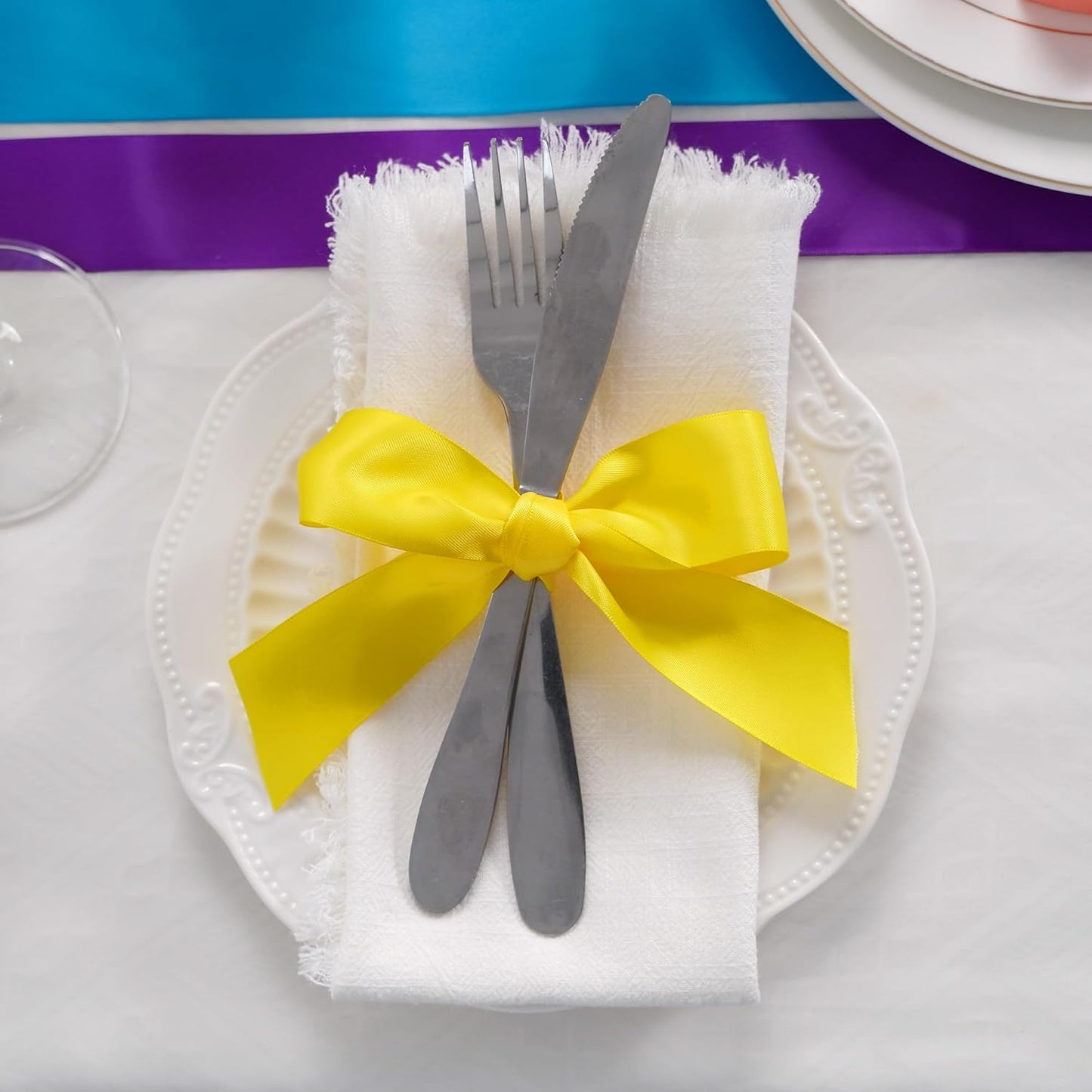 HUIHUANG Yellow Ribbon Satin 1-1/2" Wide Double Face Polyester Satin Ribbons for Crafts, Thick Silk Ribbon for Gift Wrapping Hair Bows Floral Bouquet Cake Box Thanksgiving Decor Party Favor-50 Yards