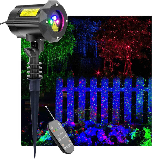 LEDMall Christmas Laser Projector Lights Outdoor, Motion Firefly Red, Green and Blue with Remote Control and Security Lock