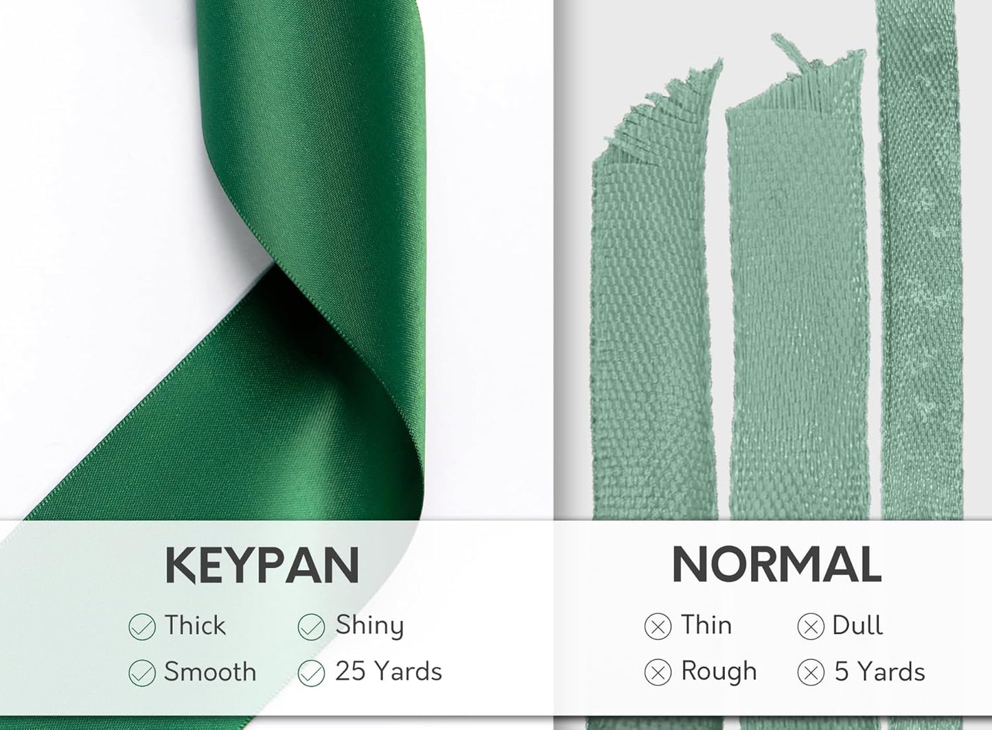 Forest Green Satin Ribbon 2.5 Inch Double-Faced Ribbons 25 Yards for Christmas Gift Wrapping Crafts Flower Bouquet Wedding Paper Bows Invitations