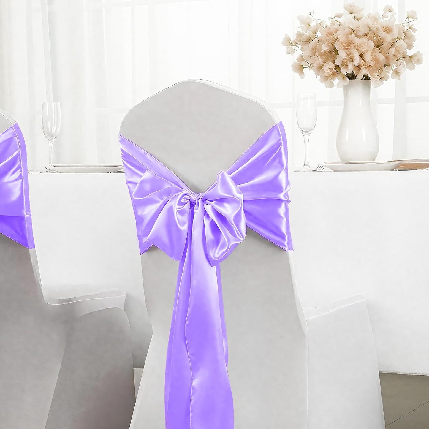 SHEJIZE 2 Pack Lavender Satin Table Runner 12x108 Inches Long, Bright Silky Smooth Satin Table Runner Table Decor for Wedding Banquet Christmas Prom Event Birthday Party