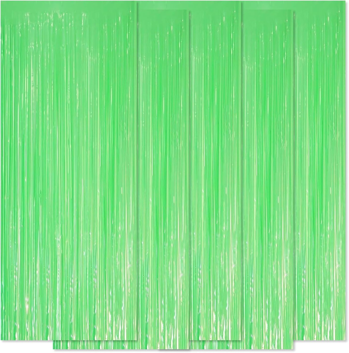 5 Pack Green Foil Curtain Backdrop 3.2ft x 8.2ft Tinsel Foil Fringe Curtains Macaron Photo Booth Streamer Backdrop for Party Decorations Birthday Baby Shower Bachelorette Holiday Decor (Pastel Green)