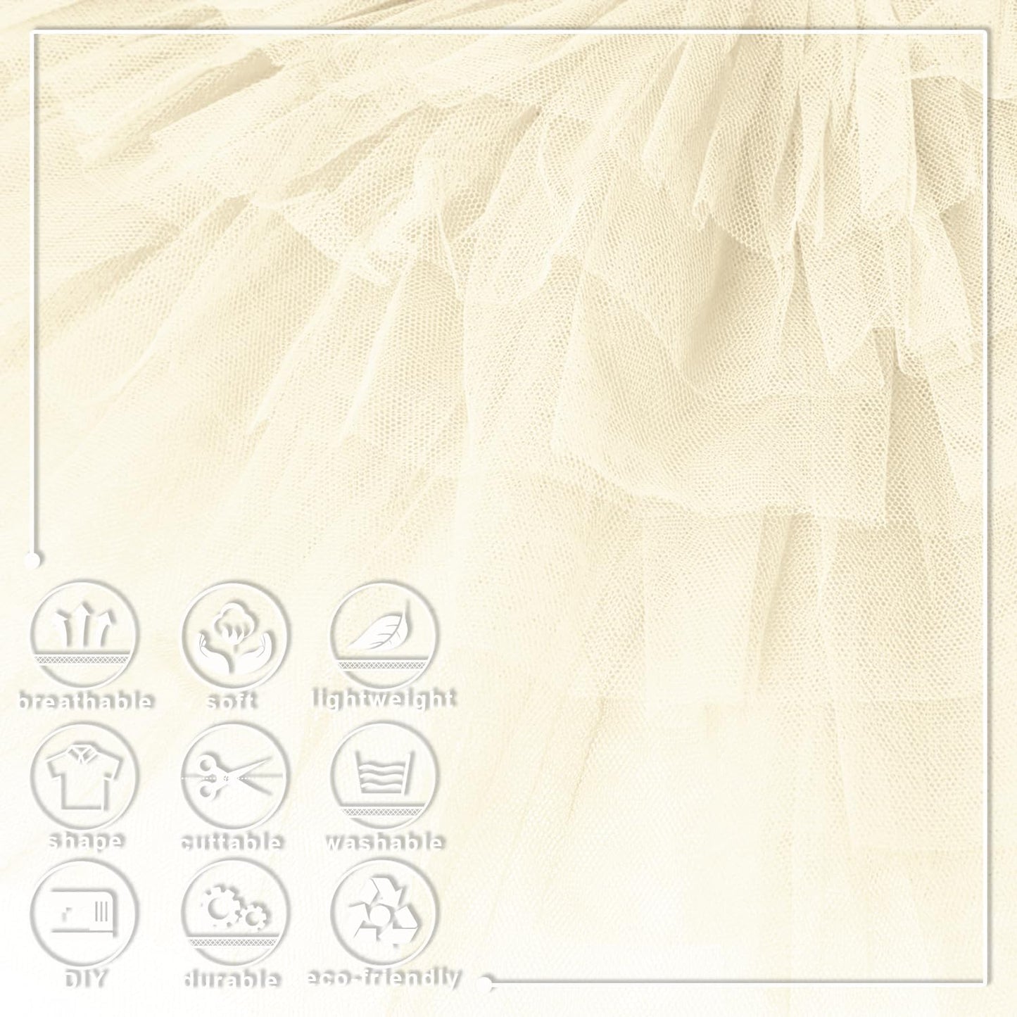 Ivory Tulle Fabric Roll 6 Inch X 300 FT (100 Yards) Matte Tulle Ribbon Netting Mesh Spool for DIY Tutu Skirt Wedding Bow Gift Wrapping Baby Shower Christmas Party Halloween Decorations