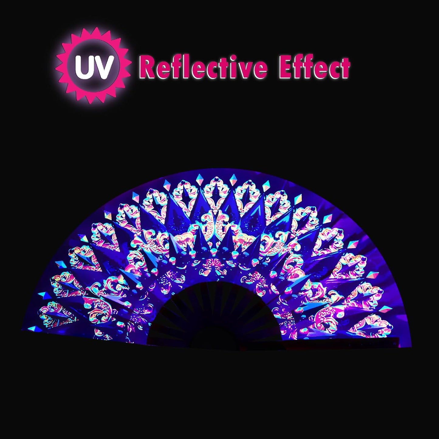 Boots on The Ground Fan, Large Folding Hand Fan for Women and Men, Popping Fans for Line Dancing for Raves, EDM, Dance Party, and Home Decoration