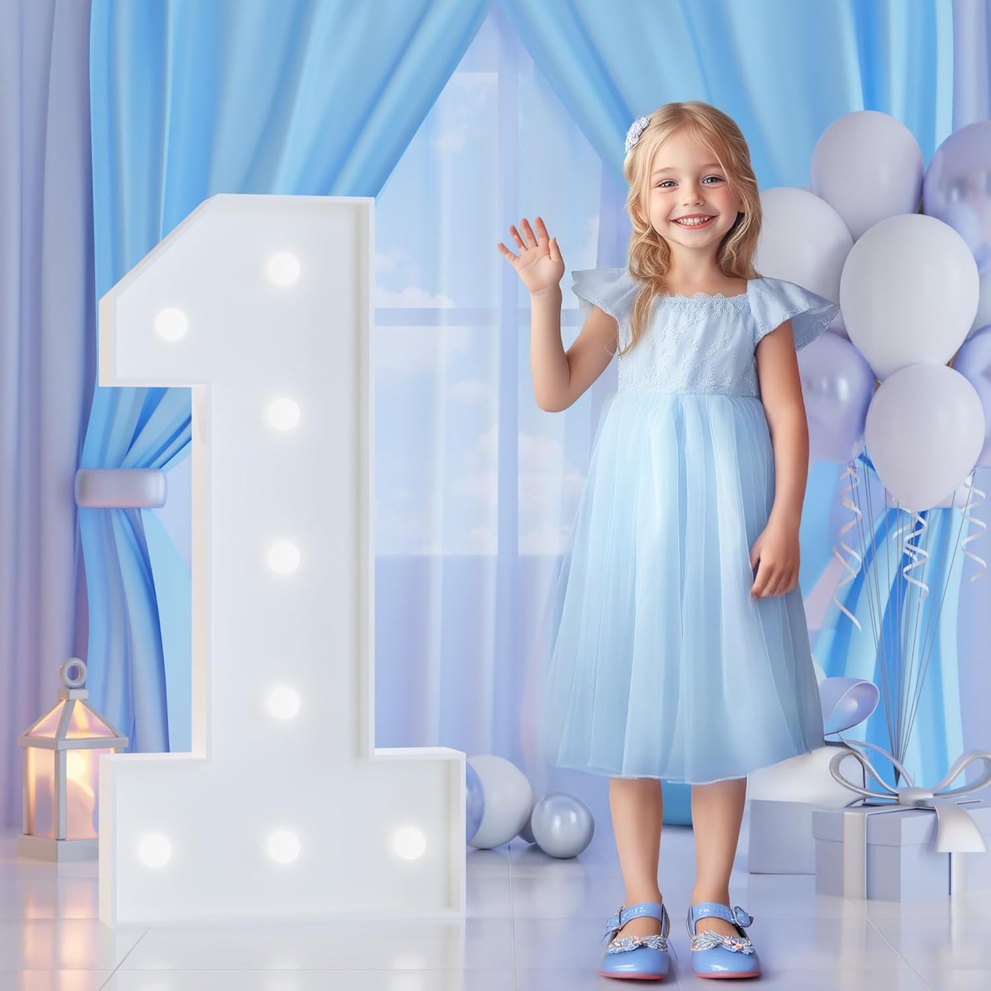 Marquee Numbers 3 Feet Tall, Large Light Up Number 1 for 1st Birthday Party Decorations, Anniversary Decor, Big Number 1 Sign for Backdrop, Pre-Cut Foam Board Kit