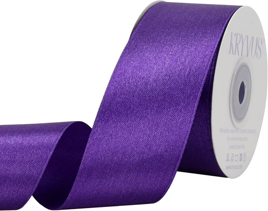 Purple Satin Ribbon 1-1/2 inch X Continuous 25 Yards, Single Face Polyester Ribbon Perfect for Gift Wrapping, Flower Bouquet, Wedding Decor, Crafts, Bow Making, Sewing and More