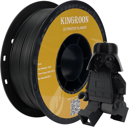 Kingroon Black PLA Filament 1.75mm 3D Printer Filament Pla Filament 1kg Filament Dimensional Accuracy +/- 0.02mm, Fit Most FDM Printer