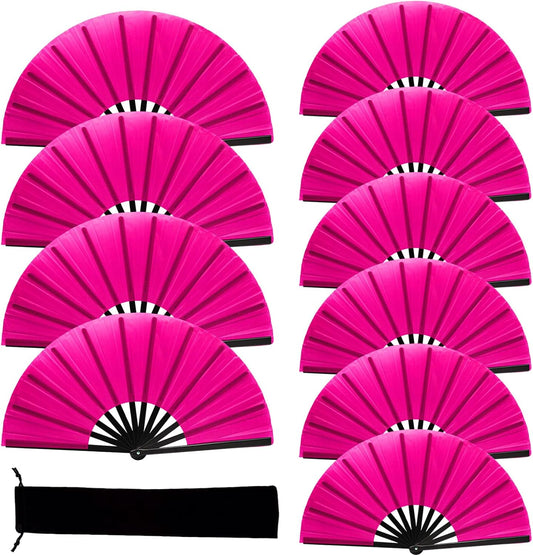 13inch Large Rave Fan Popping Clacking Fans for Line Dancing,Hand Fans for Women Foldable,Boots on The Ground Fan,Portable for Outdoor,Wedding,Party,Decoration (10pcs Pink)