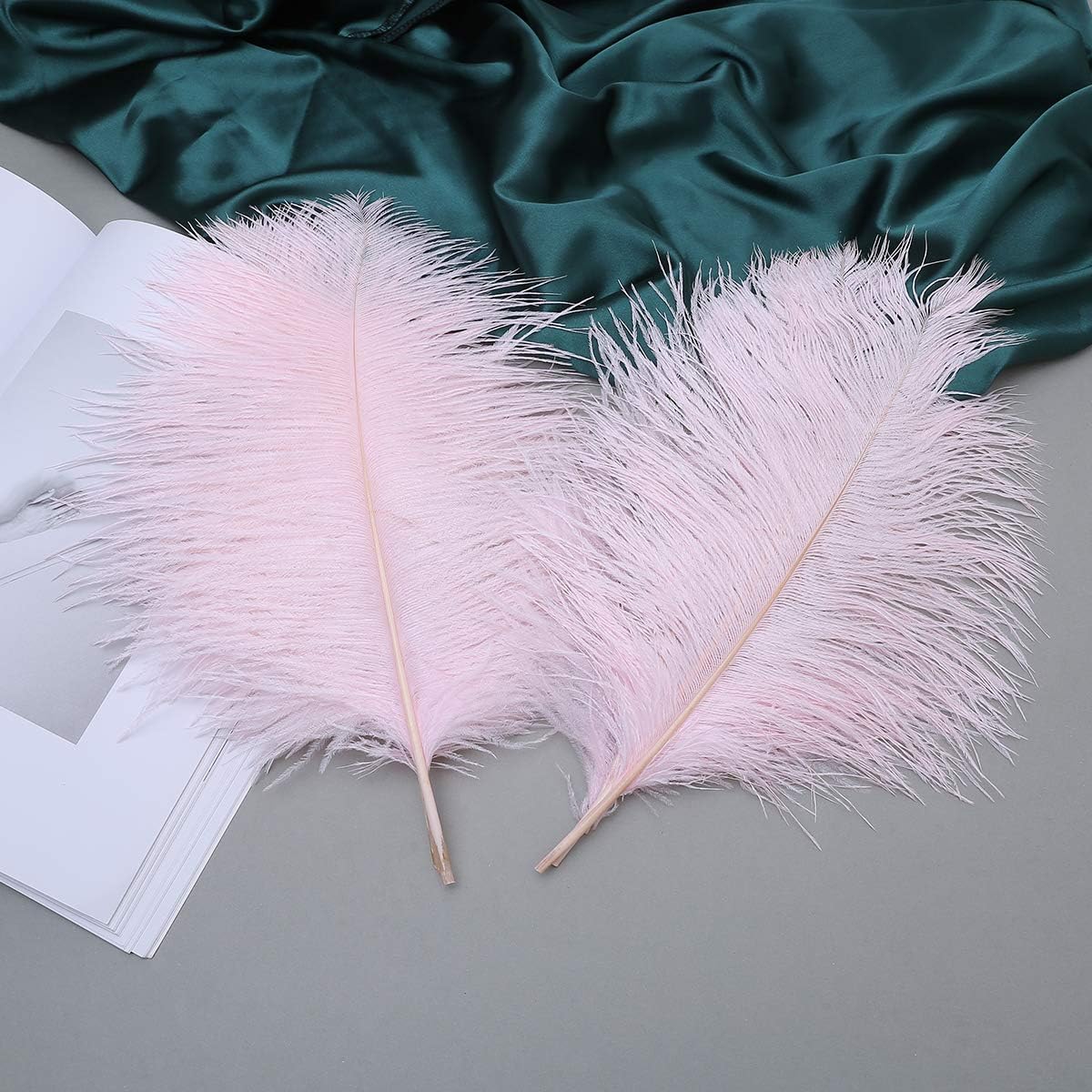 24pcs Natural Light Pink Ostrich Feathers 10-12inch (25-30cm) for Wedding Party Centerpieces，Flower Arrangement and Home Decoration.
