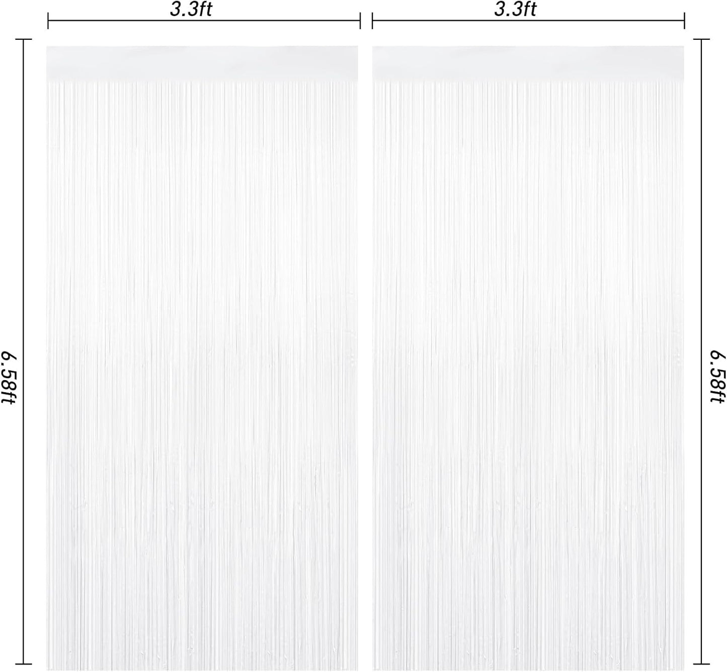 2 Pack White Tinsel Curtain Party Backdrop Decorations, Metallic Foil Fringe Curtain for Wedding Parties Door Streamers Christmas Baby Bridal Shower Birthday Bachelorette Photo Booth Party Decor