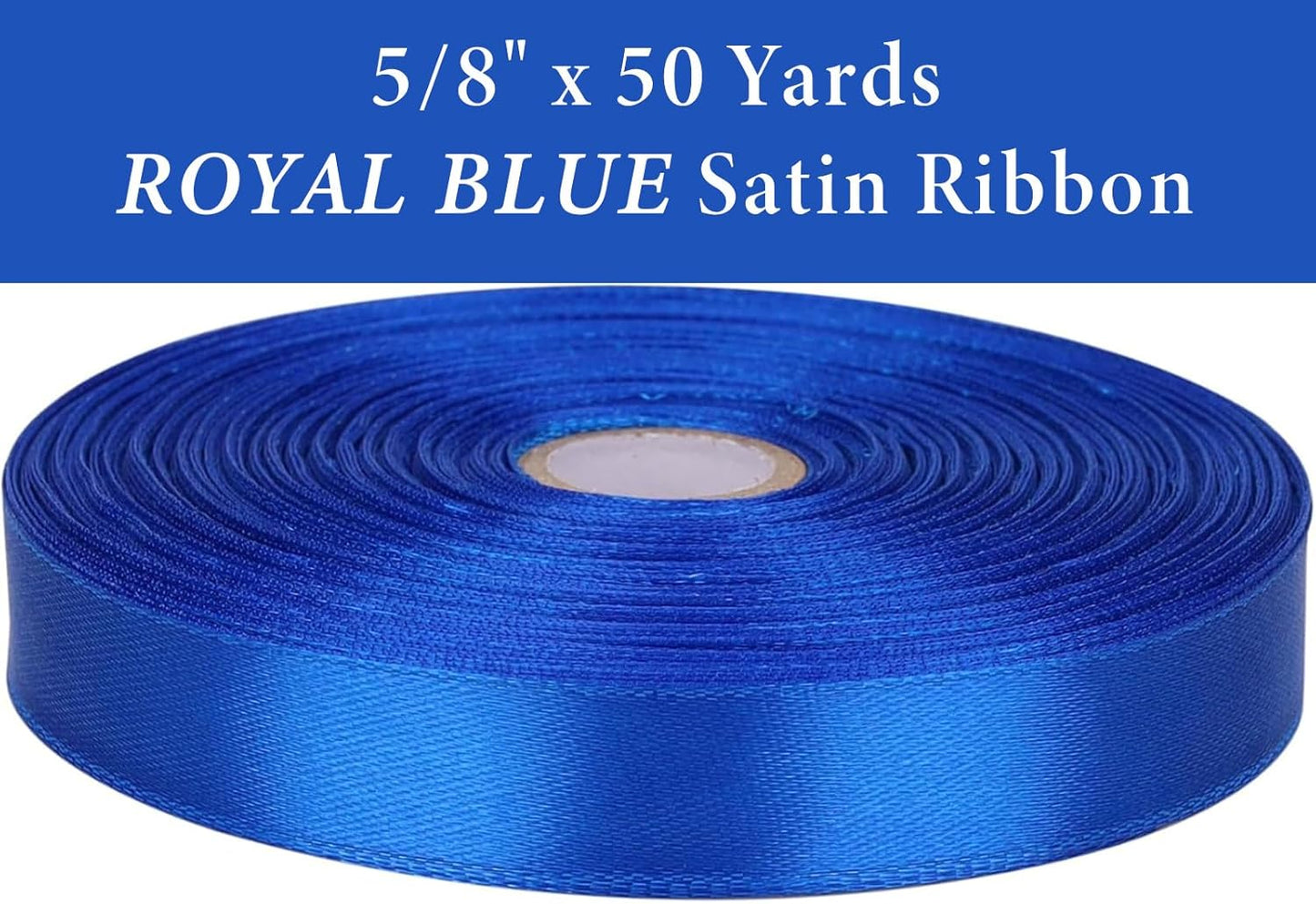 5/8 Inch Royal Blue Satin Ribbon 50 Yards Solid Fabric Ribbons for Gift Wrapping, Crafts and DIY Projects, Bows Making, Wedding, Party, Holiday Decor