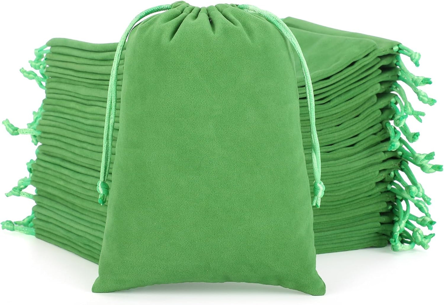 Velvet Drawstring Jewelry Bag, 50Pcs Green Dice Bag, 5x7, Or Wrapping Halloween Party Favors, Mojo, Small Bussiness, Jewelry, Bracelet, Customers