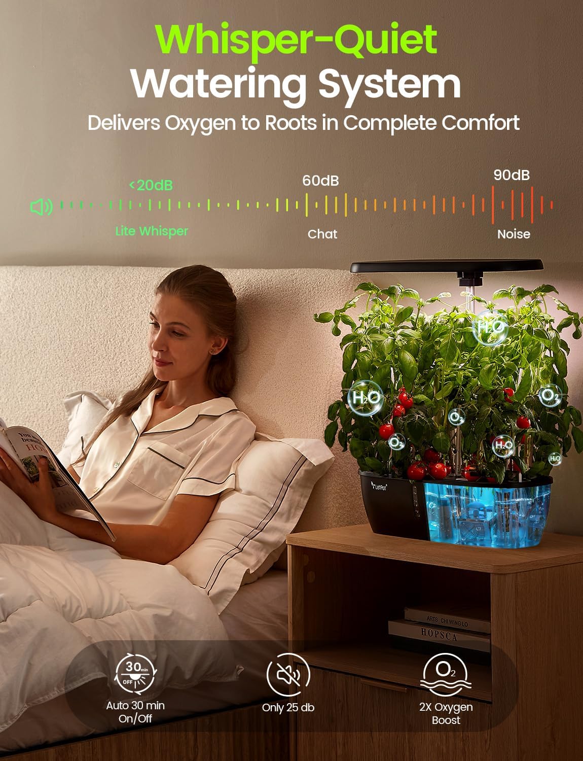 LETPOT Classic 12 Pods Hydroponic Growing System Kit, 24W Full-Spectrum LED Indoor Herb Garden, Dual Veg/Fruit Modes & 2-Level Brightness, Adjustable 21'' Stand & Quiet 5.5L Tank