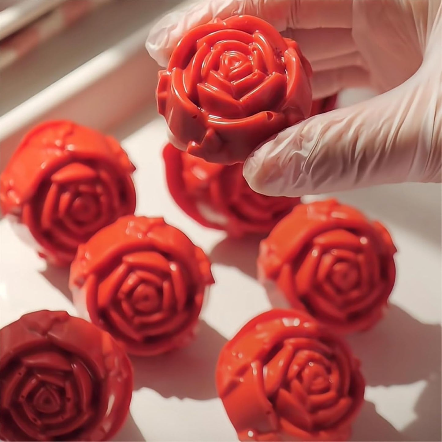 Rose Silicone Molds 45-Cavity Rose Fondant Mold Flower Cake Resin Mold Candy Chocolate Ice Cube Fondant Molds Kitchen Baking Tools for Sugarcraft Cake Decorating