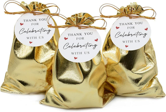 Pack of 100 5"x 7" Heavy Duty Gold Drawstring Organza Jewelry Pouches Wedding Party Christmas Favor Gift Candy Chocolate Bag (5"x7", Big Gold New)