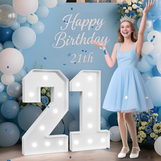 3FT Marquee Numbers 21, Happy 21st Birthday Decorations for Women Men, Large 21 Light up Numbers for Him Her 21 Years Old Birthday Party Supplies, 21st Anniversary Party Decor
