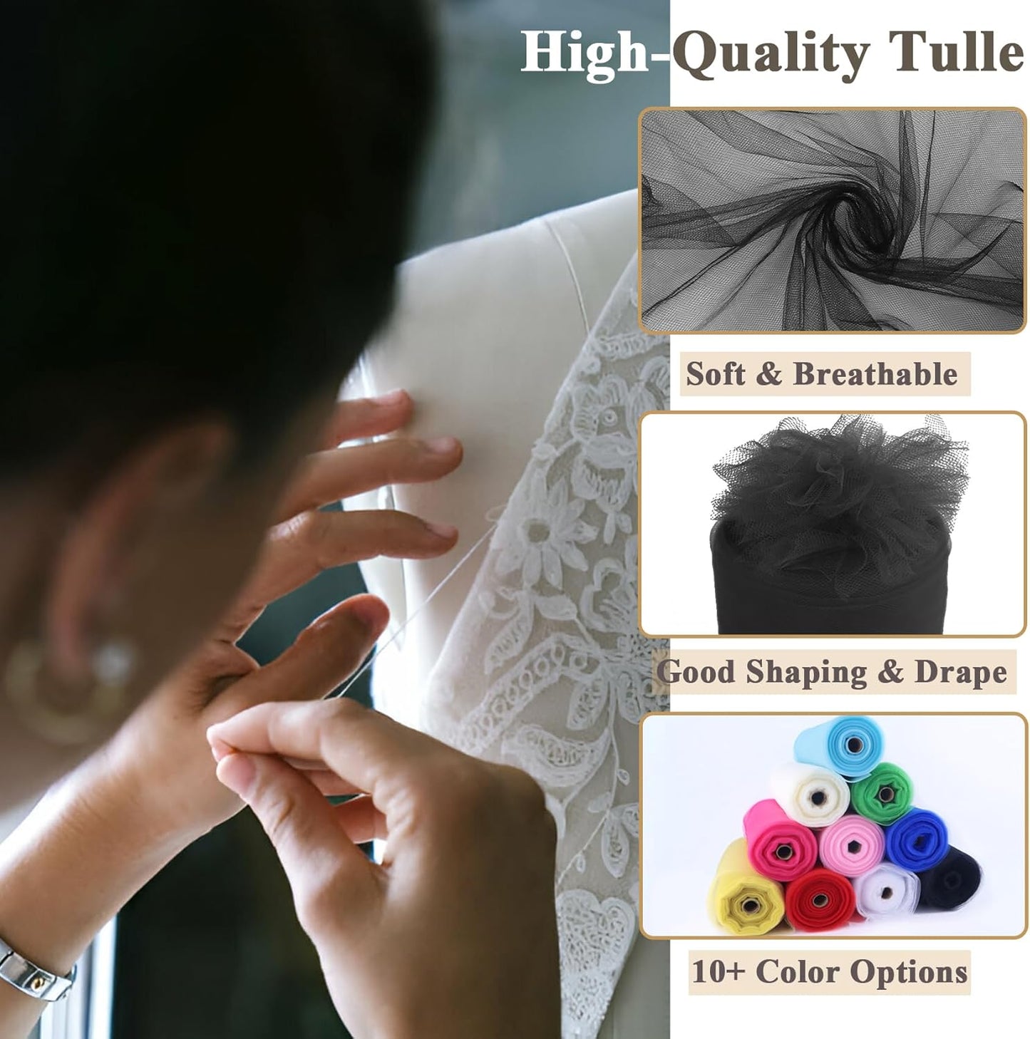 Black Tulle Fabric Rolls 54 Inch x 40 Yards Large Mesh Tull Bolt for Wedding, Garden Netting, Tutu Skirt, Party Decoration and Craft Supplies