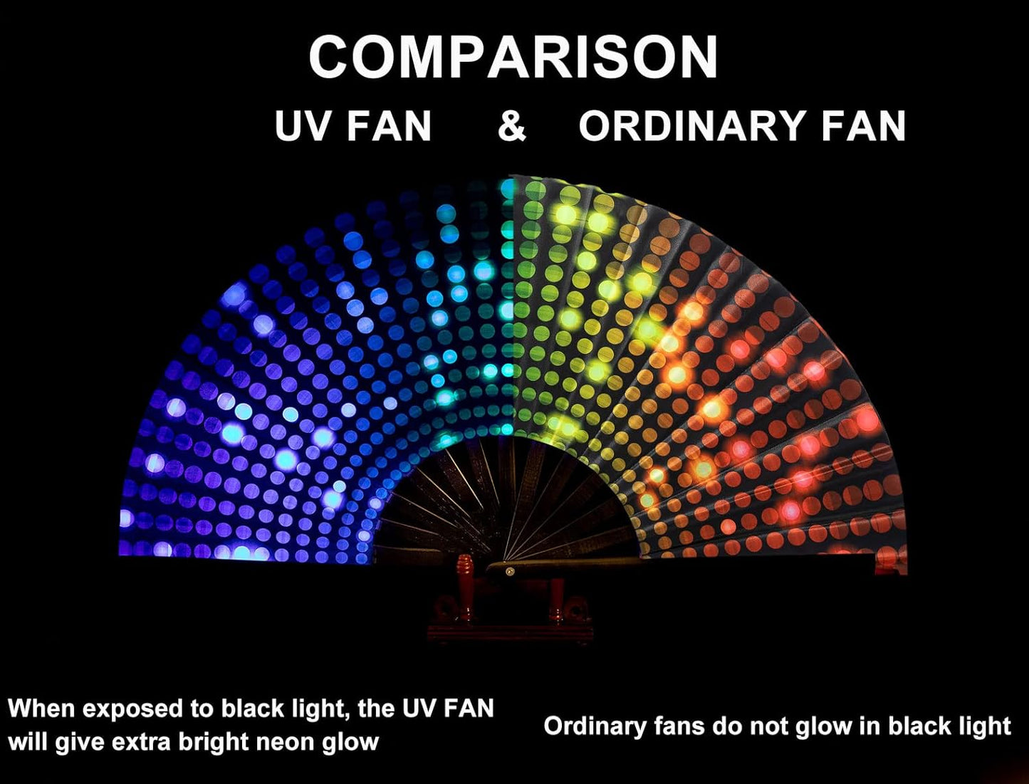 Amajiji Rave Folding Hand Fan Popping Fans for Line Dancing, Large Clacking Fans Clap Fan for Boots On The Ground Dance,Party,Decoration,Festival (Dj Light)