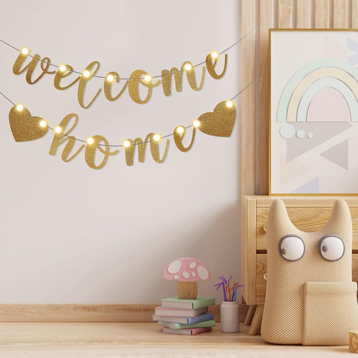 TaoBary 167 Pcs DIY Banner Kit Happy Birthday Glitter Banner Customizable Glitter Make Your Own Kit 162 Letters Symbols and Numbers 3 Rope for Birthday Halloween Wedding Christmas(Champagne Gold)