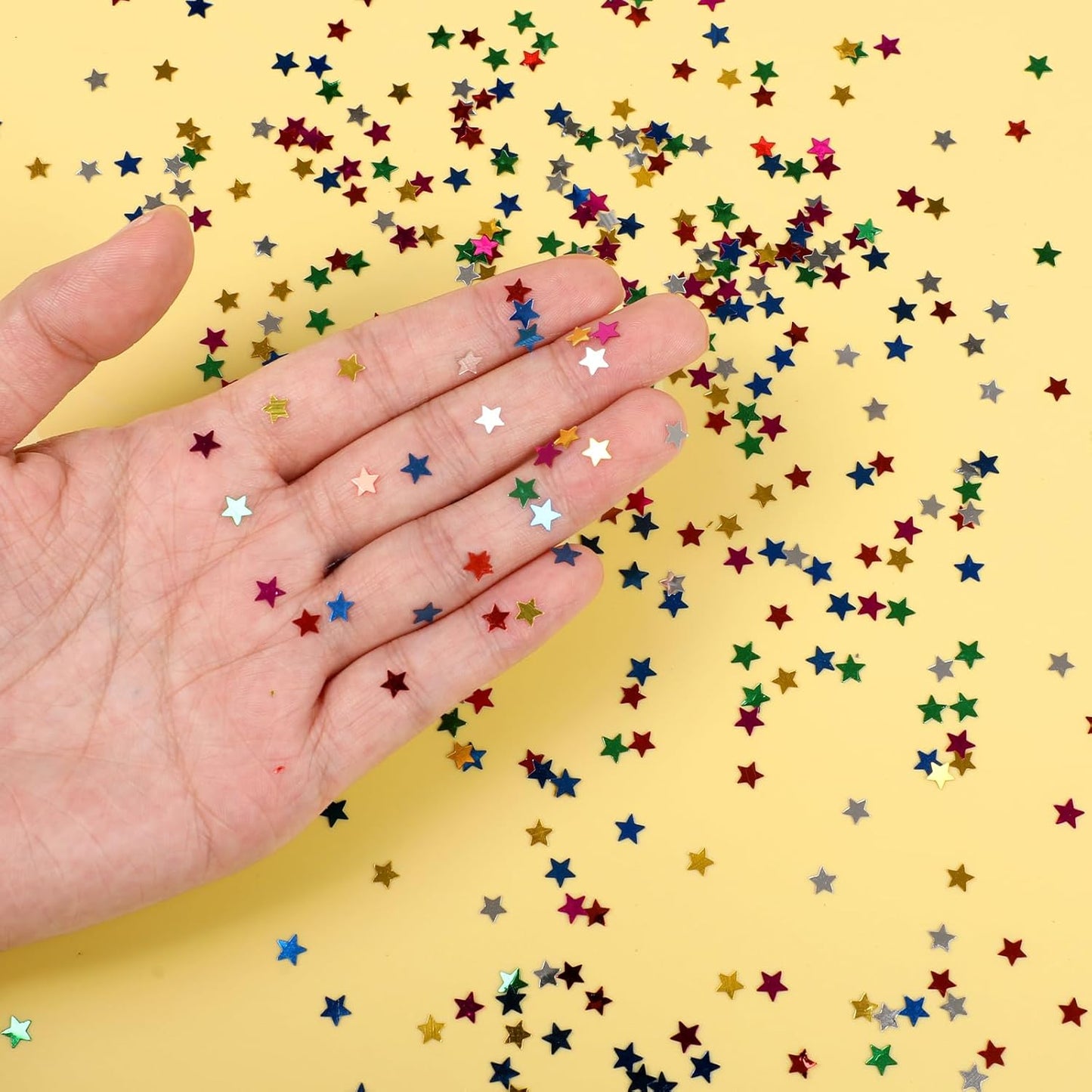 STEFORD 150g Rainbow Star Confetti, 6mm Multicolor Star Glitter Metallic Sequin Sprinkle Stars Rainbow Glitter Confetti for Birthday Party Wedding Halloween Christmas DIY Decorations