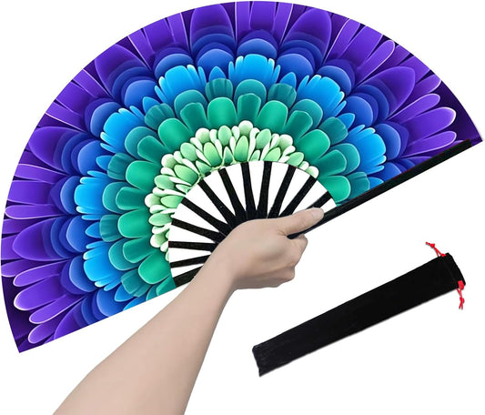 Boots on The Ground Fan, Large Folding Hand Fan for Women and Men, Popping Fans for Line Dancing for Raves, EDM, Dance Party, and Home Decoration