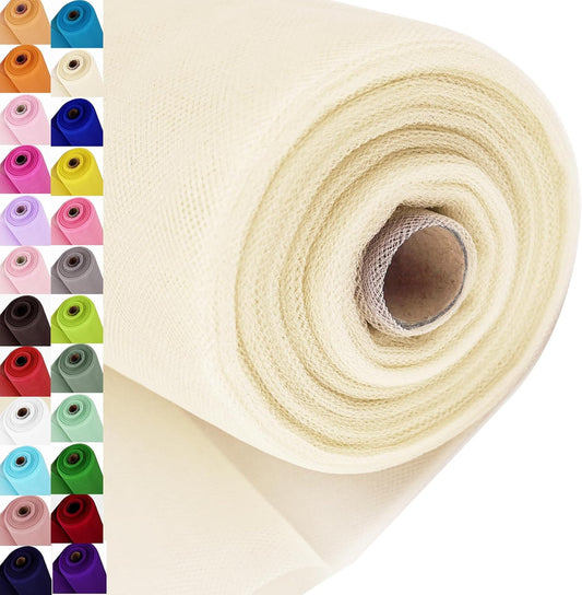 Ivory Tulle Fabric Roll Spool Bolt (54 Inch by 40 Yards) Large Tulle Wedding Party Decoration, Tutu Skirt, Table Runner, Gift Wrapping, Bridal Shower, Soft & Drape (Ivory)