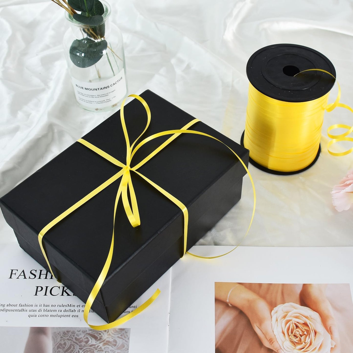 TONIFUL 500 Yards Curling Ribbon-Balloon Ribbon-Balloon String for Art&Craft Decor,Gift Wrapping,Ribbons and Bows for Christmas New Year Birthday Gifts Graduation Supplies (Yellow)