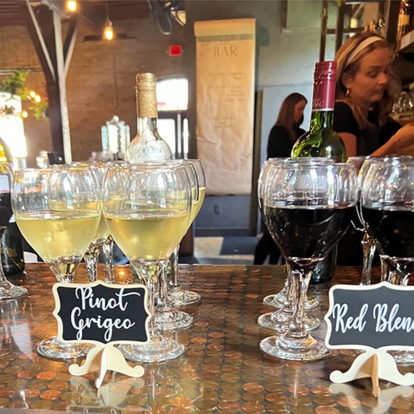 20 Pack Wood Mini Chalkboards Signs, Food Labels Place Cards Small Blackboard for Party Buffet Table Sign Chalkboard Wedding Bakery with 12 Makers and Blackboard Stickers