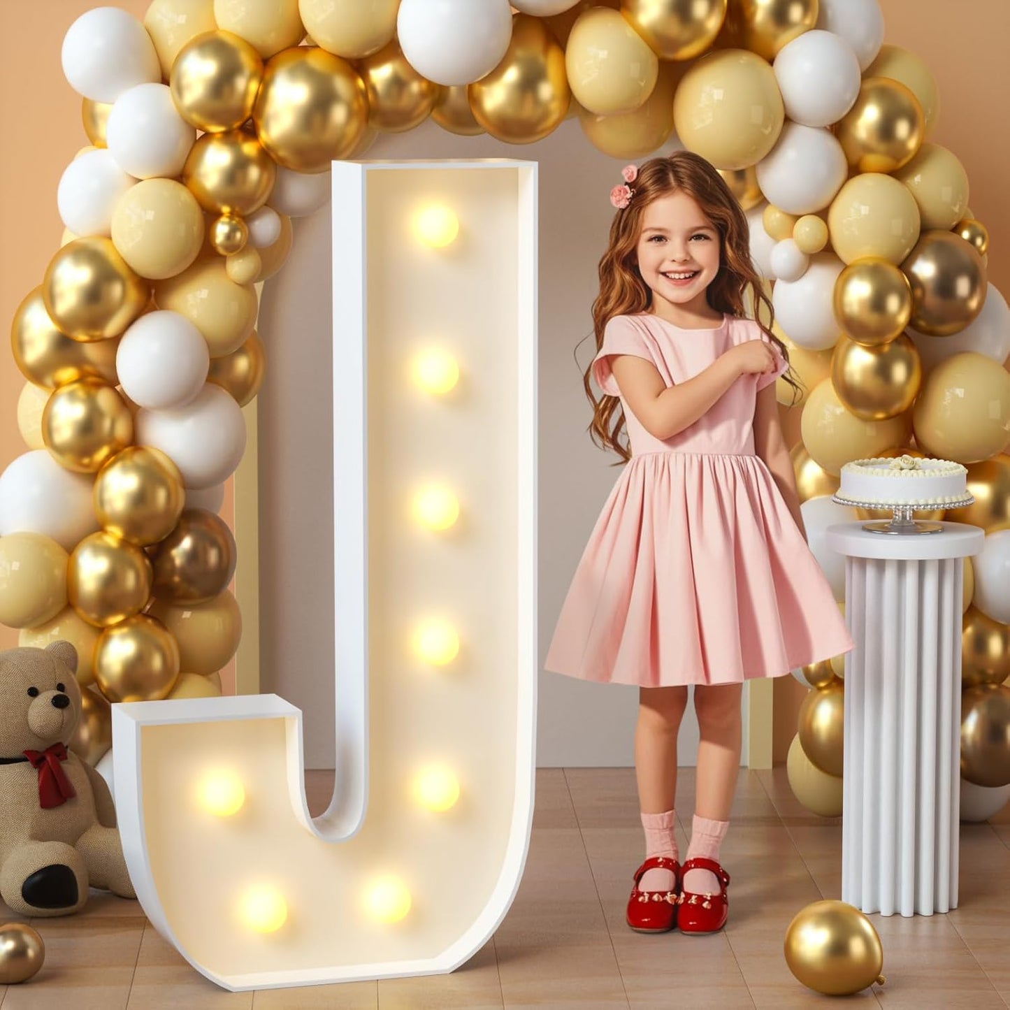 imprsv Marquee Light Up Letters, 3FT Mosaic Letters with Light for Baby Shower Graduation Party Decor, Large J for Engagement Wedding Party Decorations (Need to Assemble)