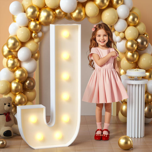 imprsv Marquee Light Up Letters, 3FT Mosaic Letters with Light for Baby Shower Graduation Party Decor, Large J for Engagement Wedding Party Decorations (Need to Assemble)