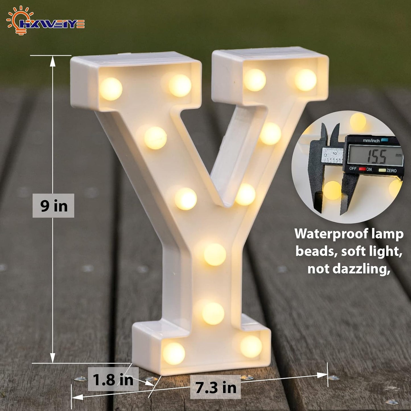 LED Marquee Letters Lights Sign Y, HXWEIYE Led Letter Lights 26 Alphabet, Light Up Number 0-9 Letters Sign Warm White for Party Home Birthday Anniversary Battery Powered (9 * 7.3 * 1.8IN)