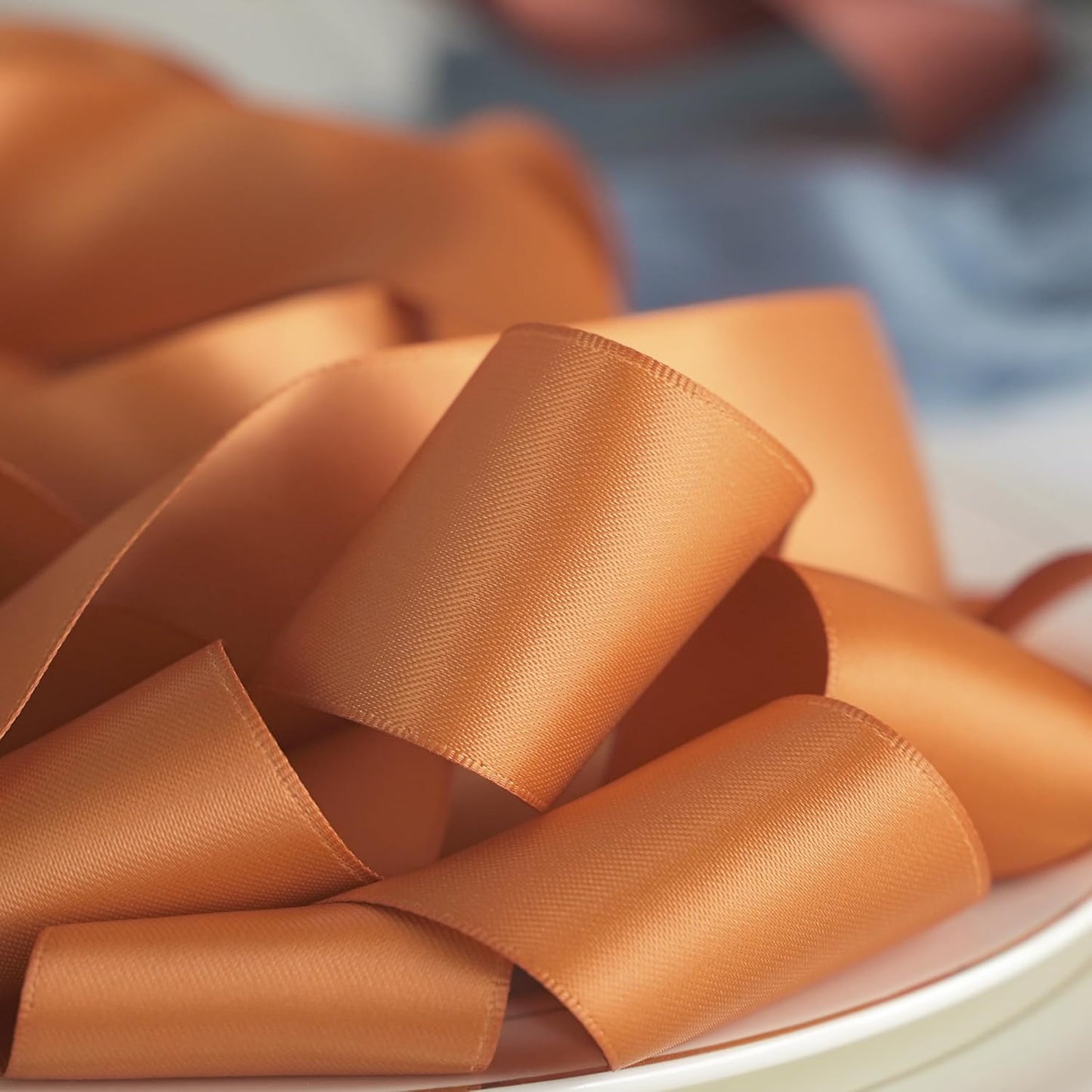 HUIHUANG Burnt Orange Ribbon 1-1/2 inch Double-Faced Satin Ribbon 50 Yards, Thick Fabric Ribbon for Flower Bouquets Gift Wrapping Crafts Bows Holiday Home Decor Wedding Bridal Shower Decoration