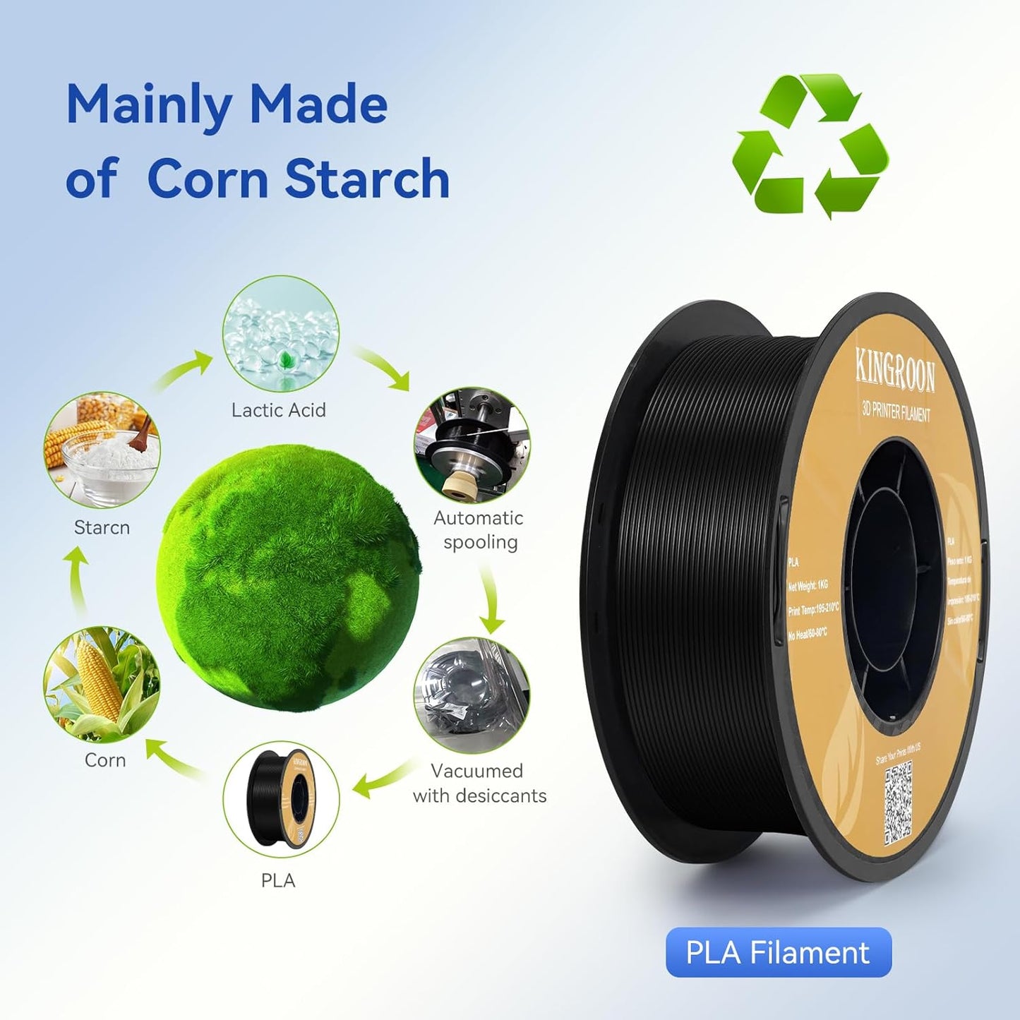 Kingroon 16KG PLA Filament Bundle 1.75mm 3D Printer Filament Multicolor Pla Filament Bulk for Most 3D Printer,1kg Spool,16 Rolls,16 Colors