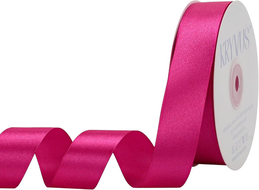 Rose Red Satin Ribbon 1 inch X Continuous 50 Yards, Single Face Polyester Ribbon Perfect for Gift Wrapping, Flower Bouquet, Wedding Decor, Crafts, Bow Making, Sewing and More