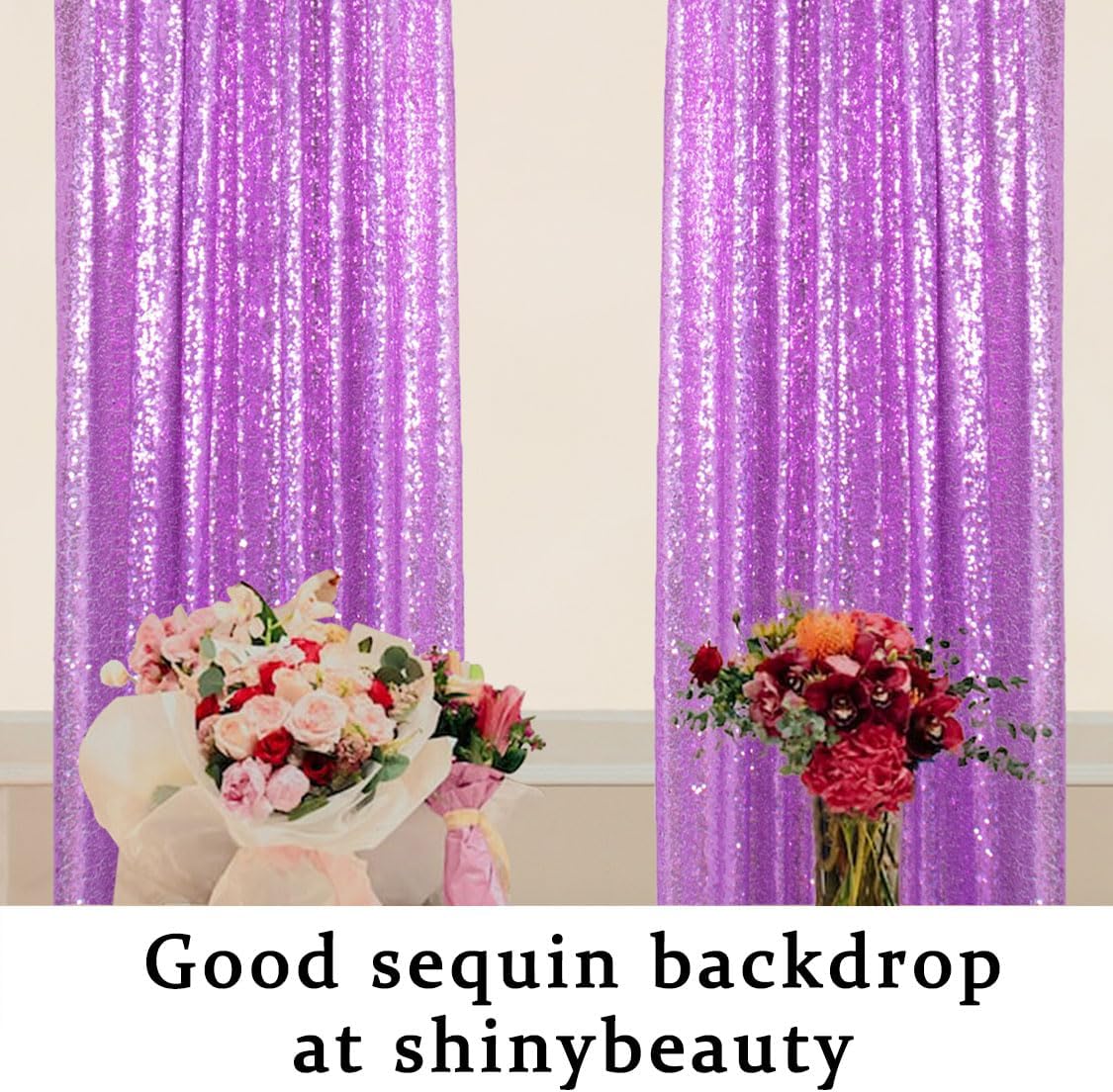 ShinyBeauty 16x10ft Sequin Backdrop Curtain - Lavender Sparkling Drapes for Weddings, Parties, Photo Booths Reusable Fabric