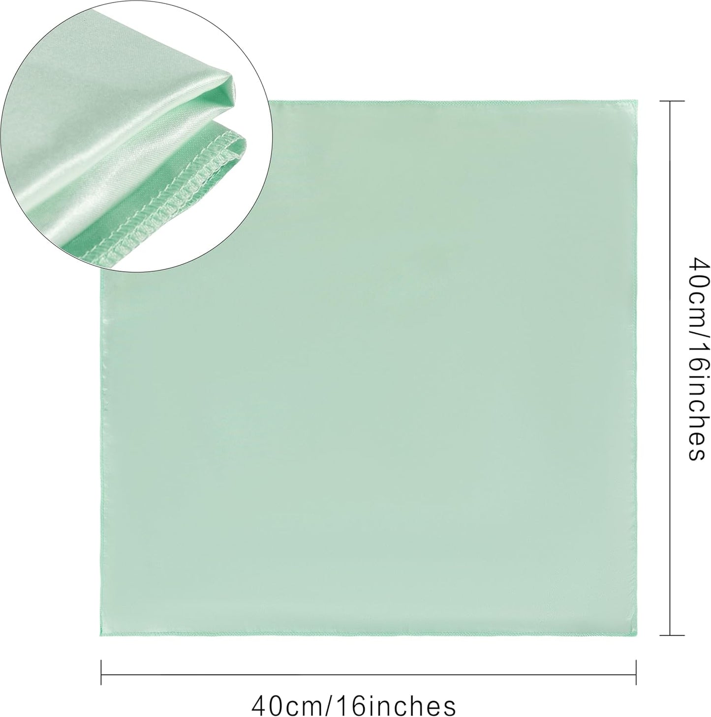 36 Pack Square Satin Dinner Napkins, 16x16 Inches Silky Soft Smooth Table Cloth Napkins for Restaurant Weddings Banquet Party Decoration, Mint Green