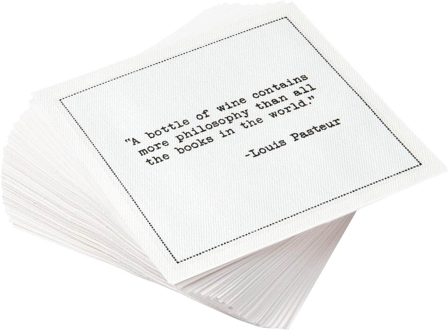 Five Star Napkins Literary Bar Quotes White Cotton Cocktail Napkins, Beverage Napkins, Bar Napkins, Cloth Napkins, Party Napkins, Holidays, Weddings, Birthdays, Disposable, 4.5" x 4.5"- (50x)