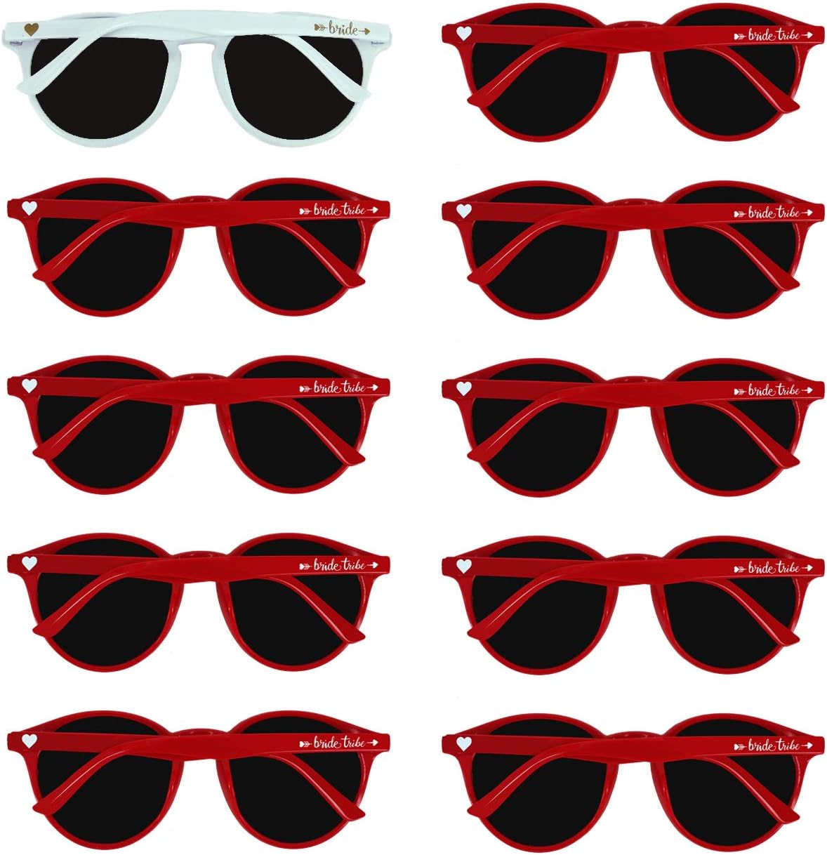 LADY&HOME Bachelorette Party Cat Eye Sunglasses - Bridesmaid & Bridal Shower Supplies, 10pcs Round Weddings Sunglasses