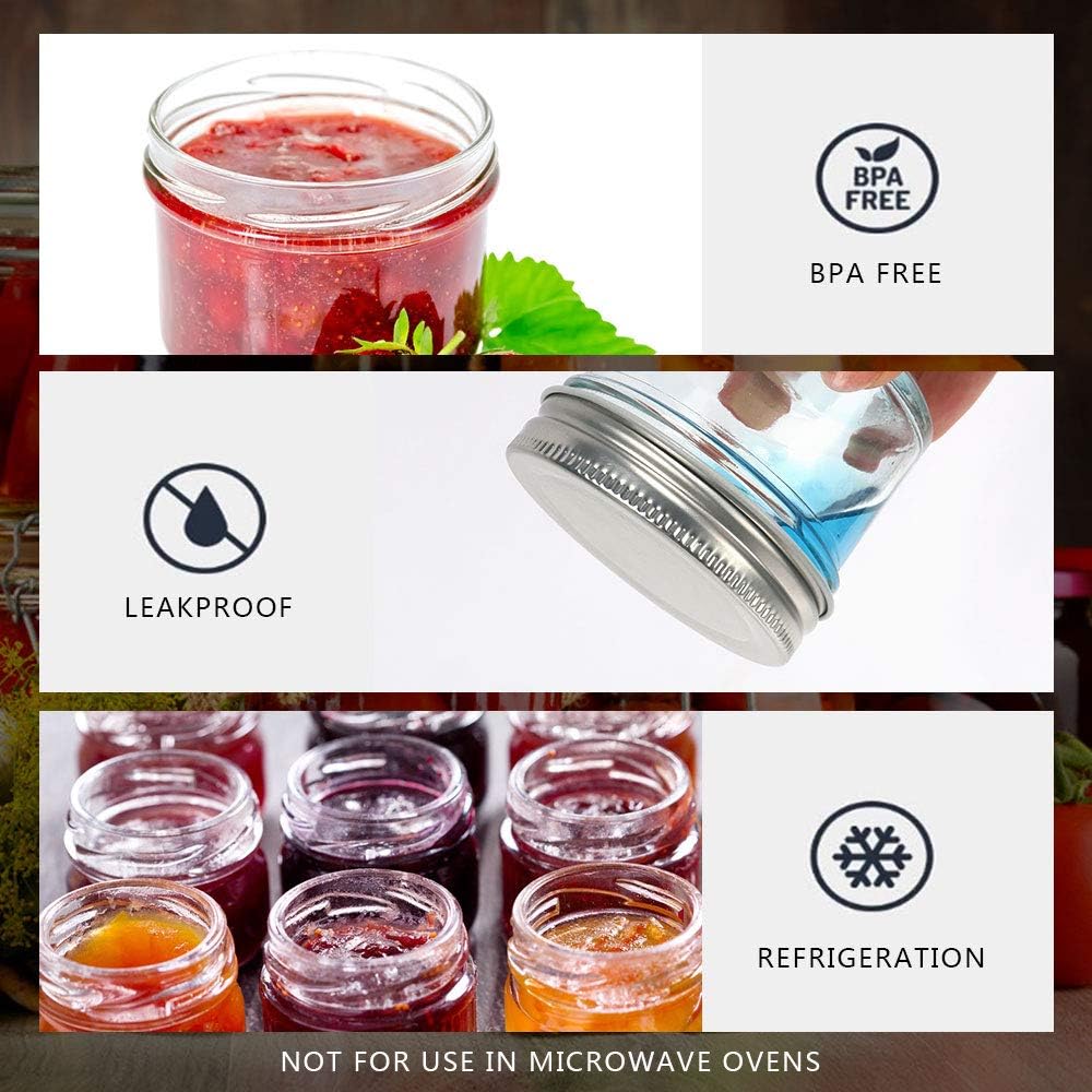 Betrome 4 oz Clear Glass Mason Jars with Silver Metal Lids, 40 Pack 113ml Round Canning & Jelly Jars Small Spice Jars for Herb,Jelly,Jams, for Kitchen Storage
