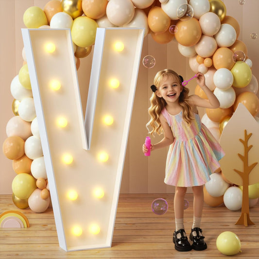 imprsv Marquee Light Up Letters, 4FT Mosaic Letters with Light for Baby Shower Graduation Party Decor, Large V for Engagement Wedding Party Decorations (Need to Assemble)
