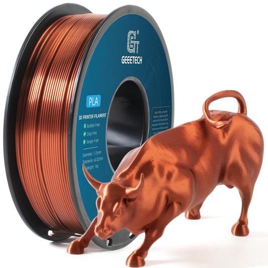Geeetech Silk PLA Filament 1.75mm for 3D Printer, Metal-Like Shiny 3D Filament 1kg (2.2lbs) 1 Spool, Dimensional Accuracy +/- 0.02 mm, Metallic Copper Silk Filament