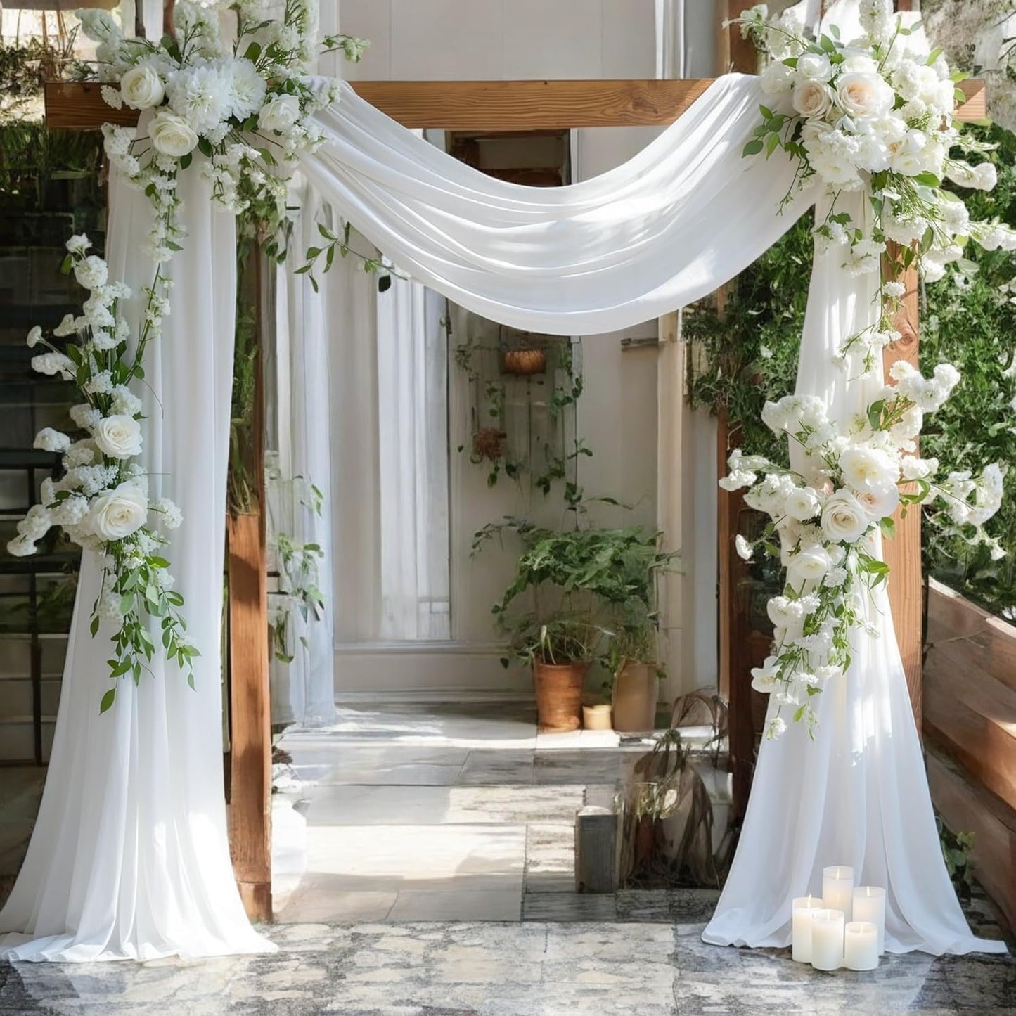 MDS Halloween Chiffon Draping Fabric - 1 Panel, 30" Wide x 75ft Long - Sheer Spooky Arbor & Canopy Drapery for Haunted House Backdrops, Party Ceilings, DIY Costumes & Themed Events - White